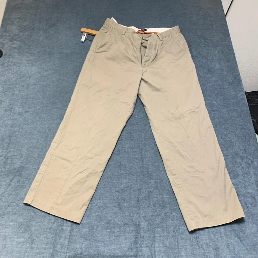 Dockers Chino Pants Mens 34x29 Gray Straight Leg Flat Front Slash Pockets Formal